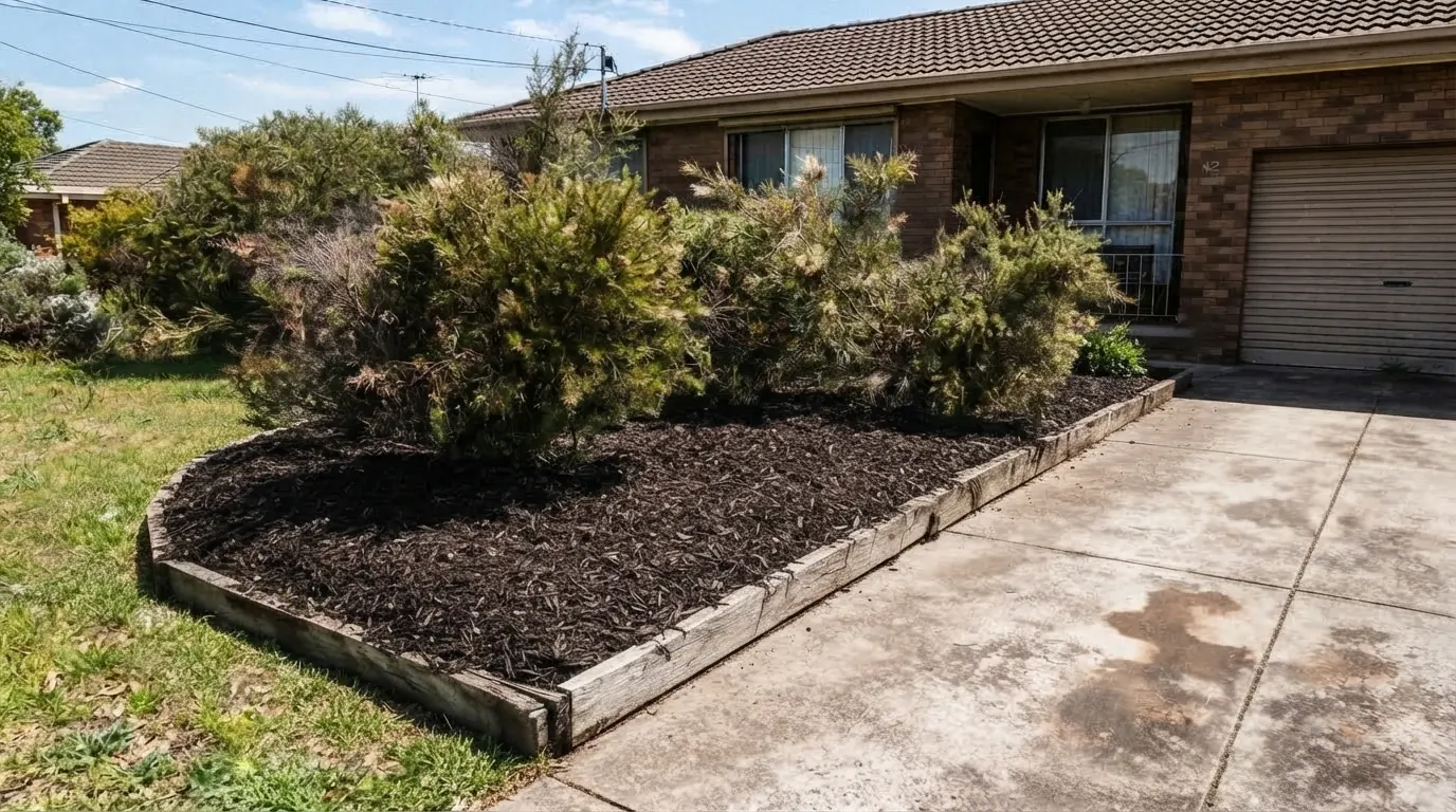 After: Front garden bed clean-up and weeding