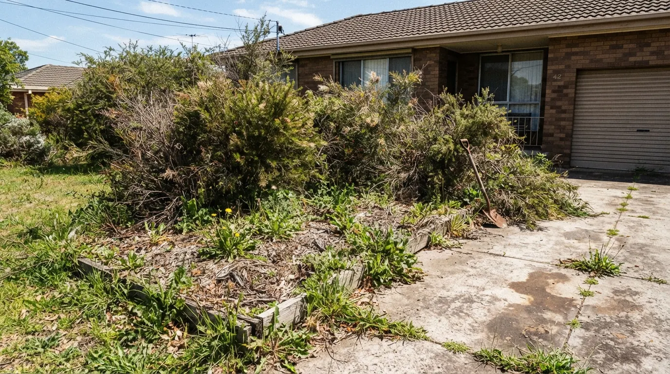Before: Front garden bed clean-up and weeding